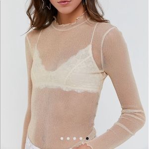 Urban Outfitters sparkly metallic sheer mesh top